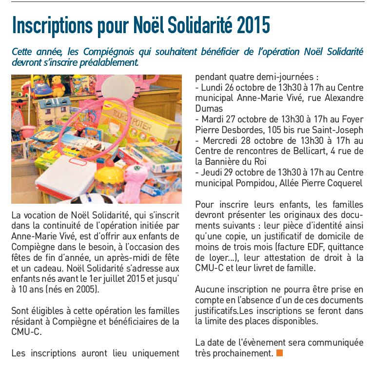 CNV Noël solidarité 2015 Compiègne