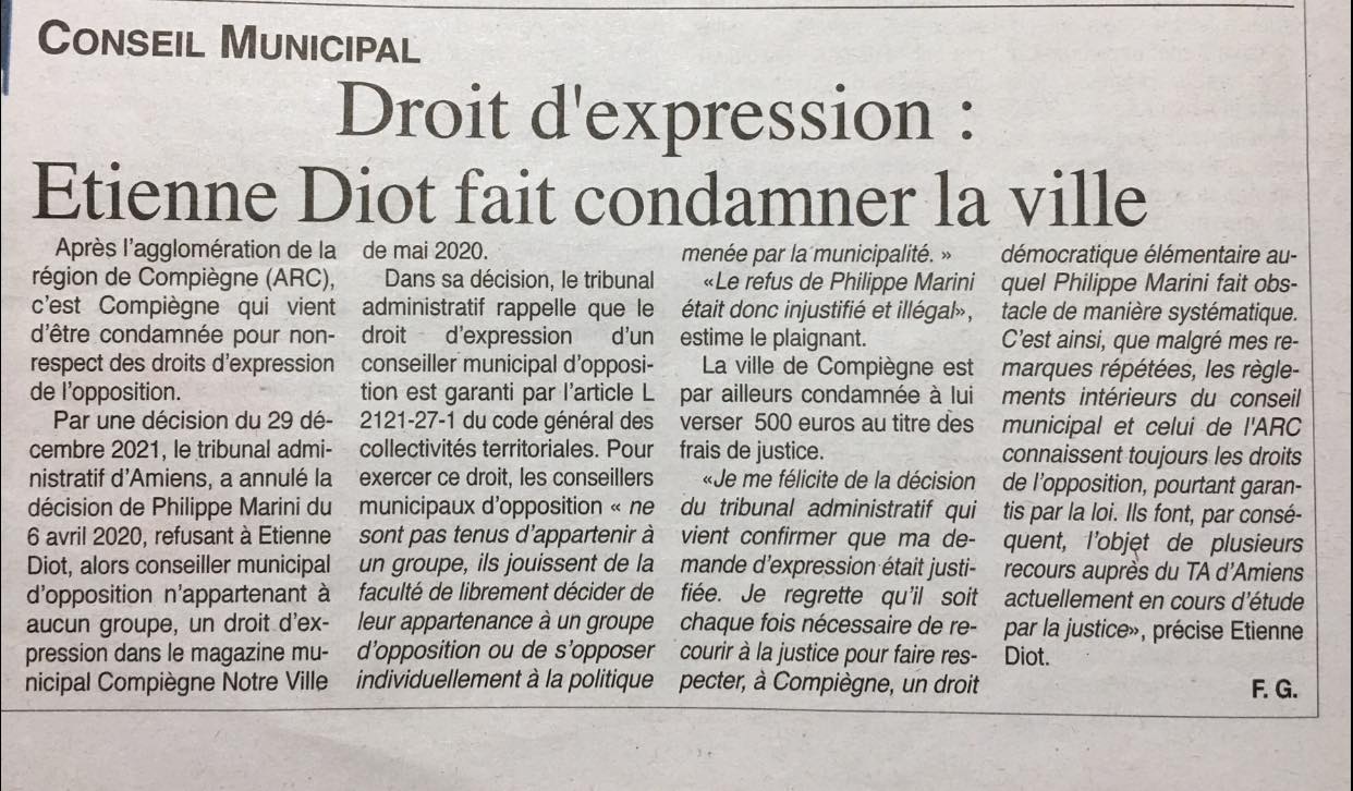 Condamnation ville de Compiègne expression opposition