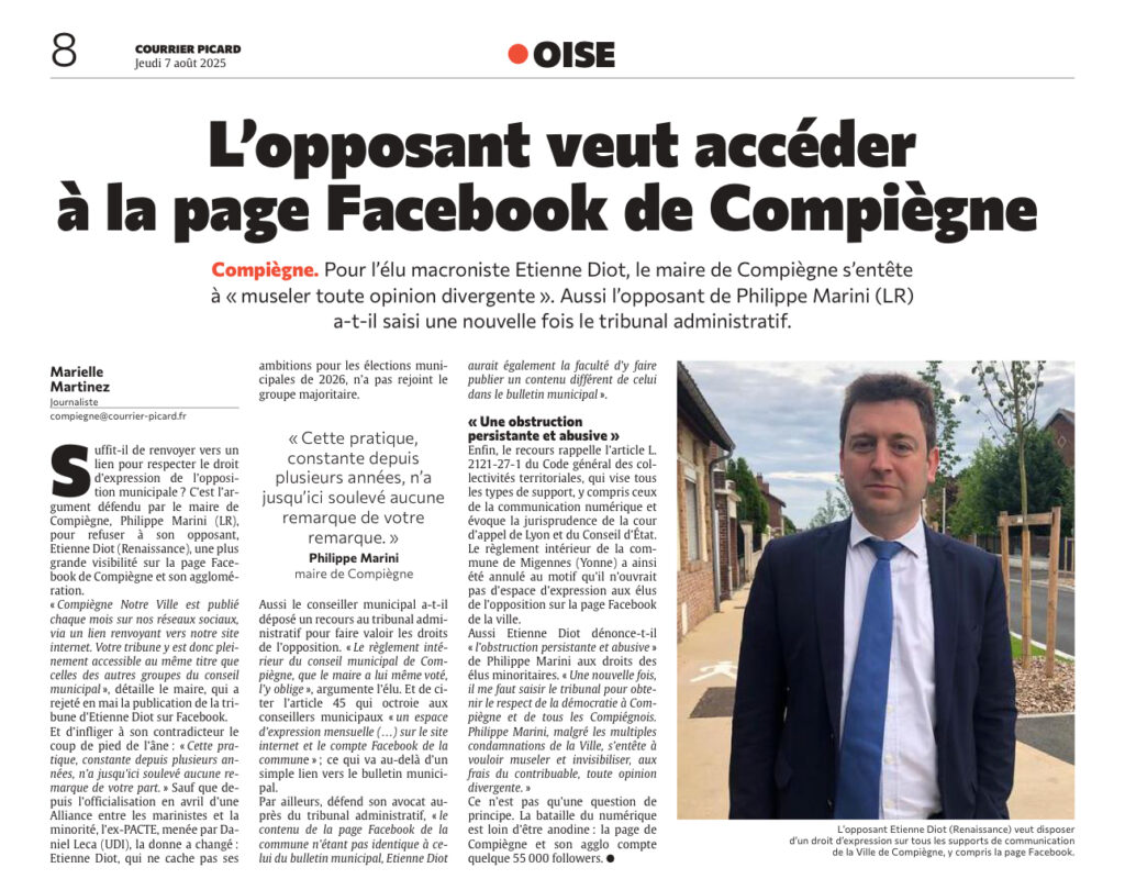 Courrier picard etienne diot compiègne opposition expression facebook